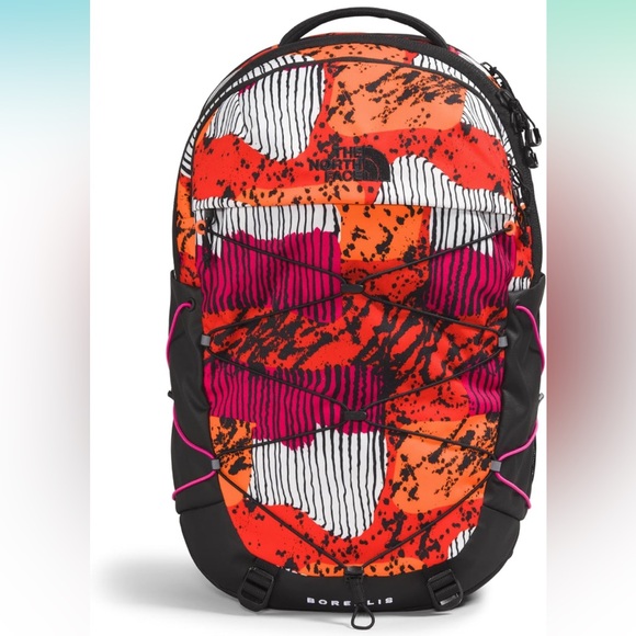 The North Face Women’s Borealis Commuter Laptop Backpack Fiery Red Abstract NWT - Picture 2 of 16